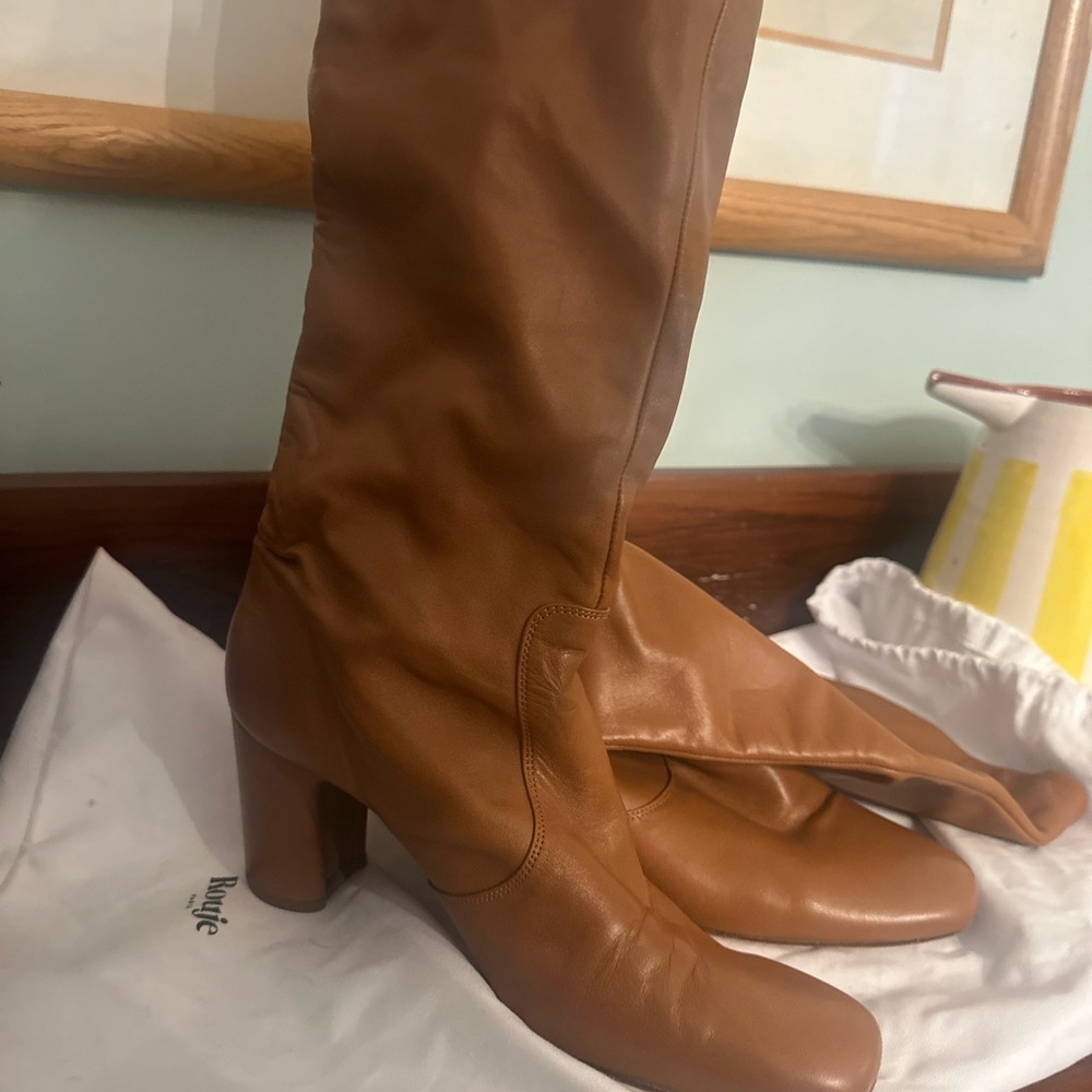 Rouje Tan Leather Heeled Boots